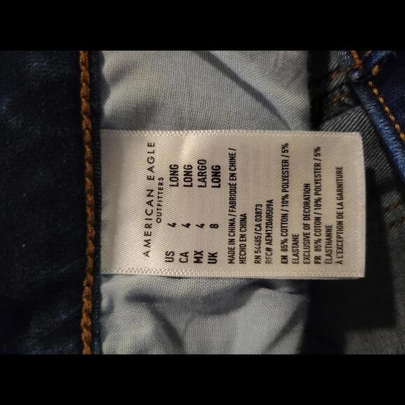 American Eagle Outfitters size 4 long blue distressed super hi-rise jegging - Picture 4 of 5